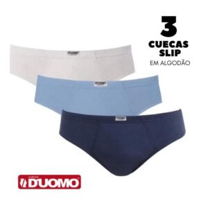 Kit 3 Cuecas Slip Básica Duomo 100% Algodão