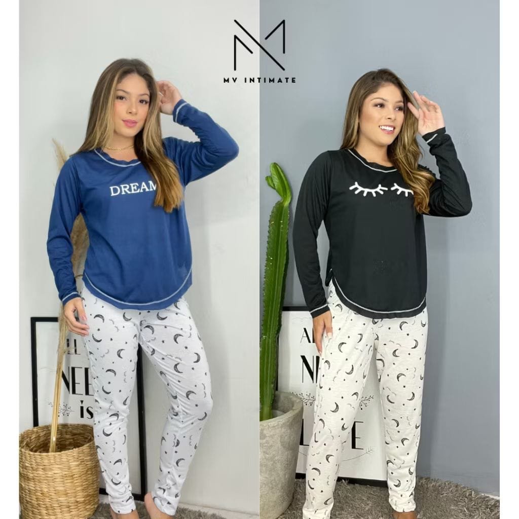 KIT 2 Pijamas Longos de Inverno Feminino