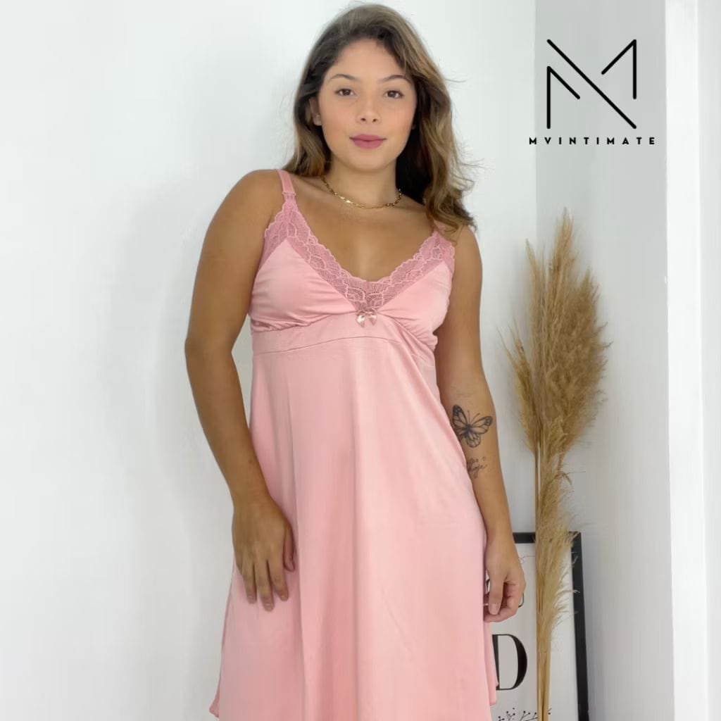 Camisola Amamentação com Alça Larga Reforçada e Detalhes em Renda 319