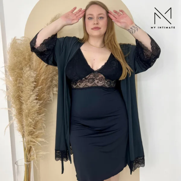 Kit Camisola e Robe Amamentação PLUS SIZE Gestante Pós Parto