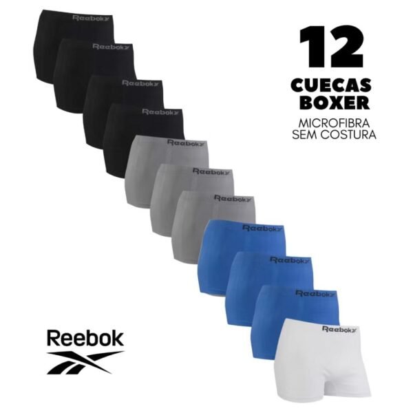 Kit 12 Cuecas Reebok Original em Microfibra Sem Costura