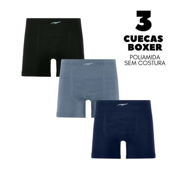 Kit 3 Cuecas Boxer ZEE RUCCI Sem Costura em Poliamida 1880